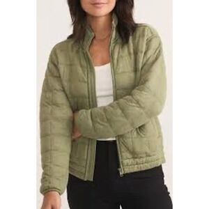 Marine Layer Corbet Heather Quilted Puffer Jacket Sage Green Olive XS NEW